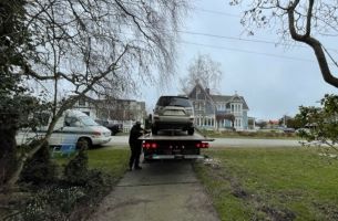 SUV on a tow truck