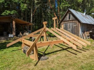 Piece of wooden roof frame